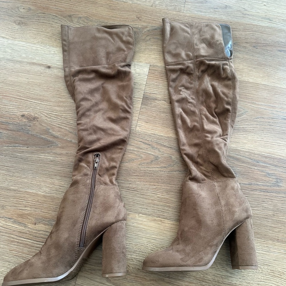 Brown Suede over the knee Boots